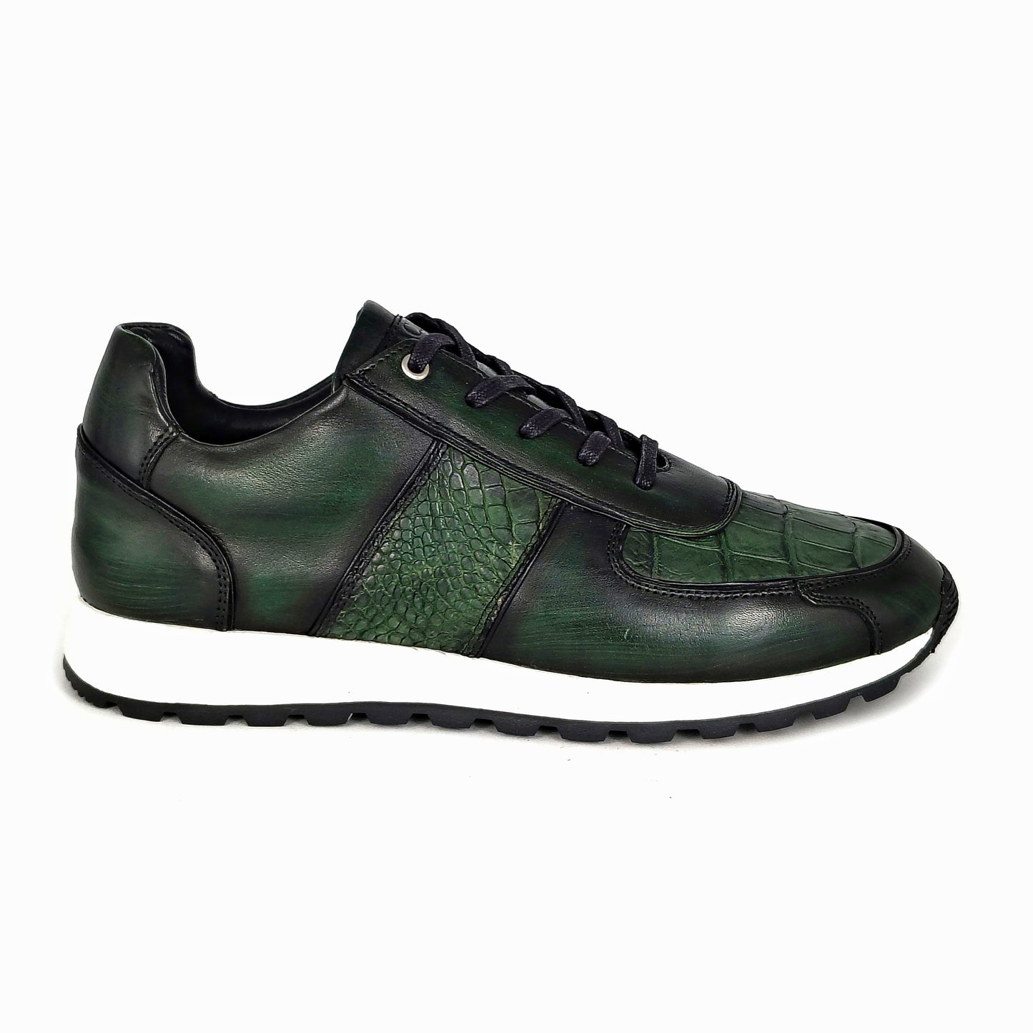GREEN LEATHER & CROCO SNEAKER