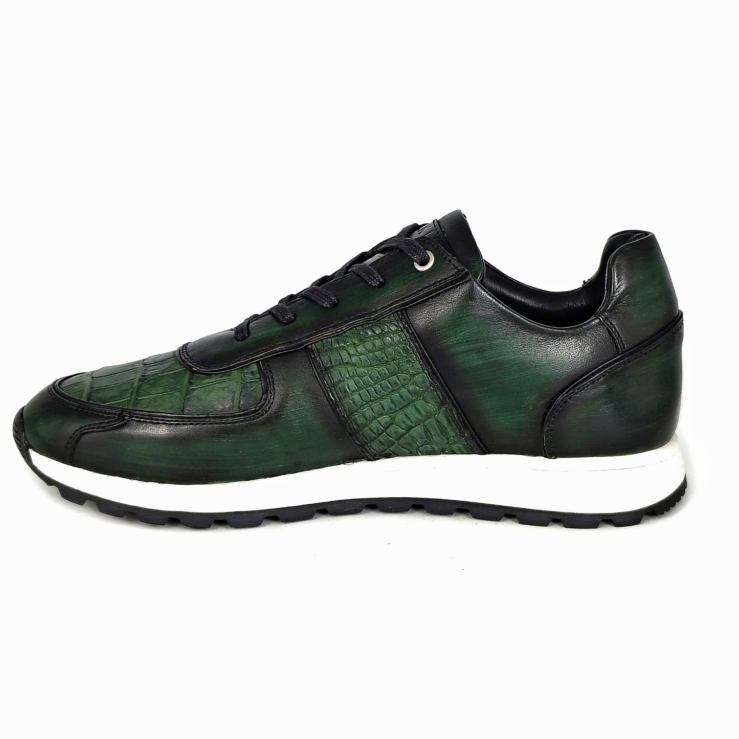 GREEN LEATHER & CROCO SNEAKER