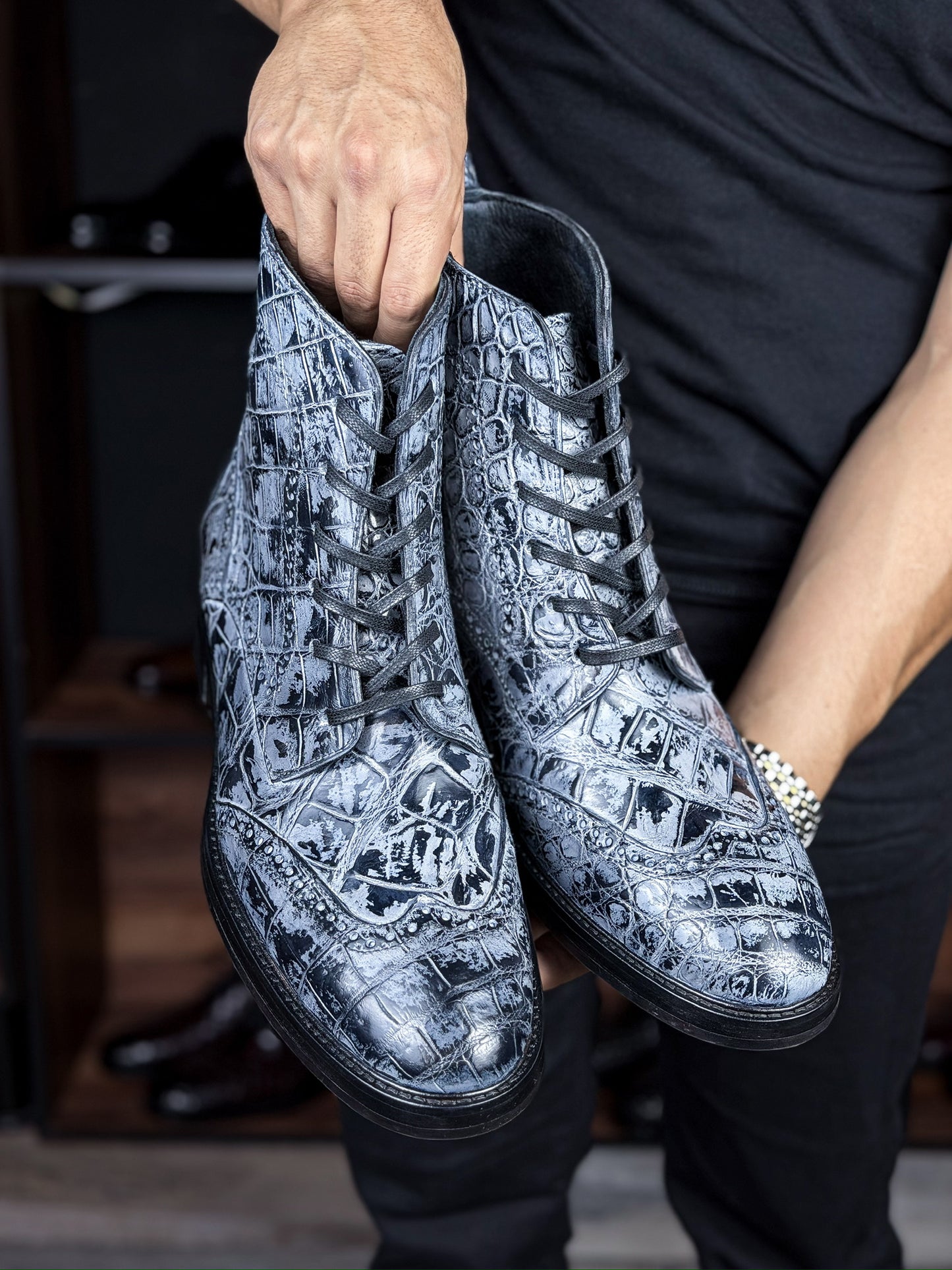 PETER BOOTS COCODRILO GREY BLACK