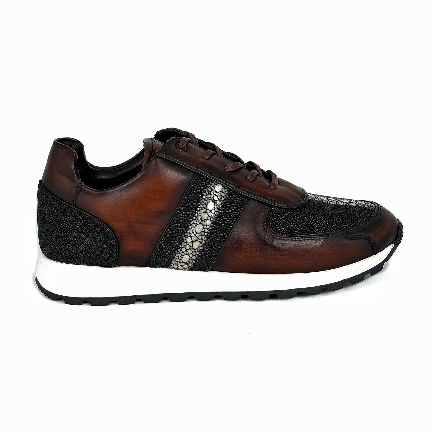 BROWN LEATHER & STINGRAY SNEAKER