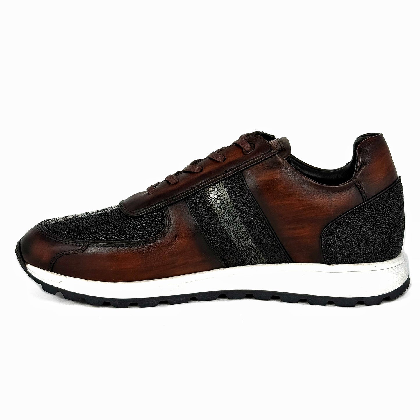 BROWN LEATHER & STINGRAY SNEAKER