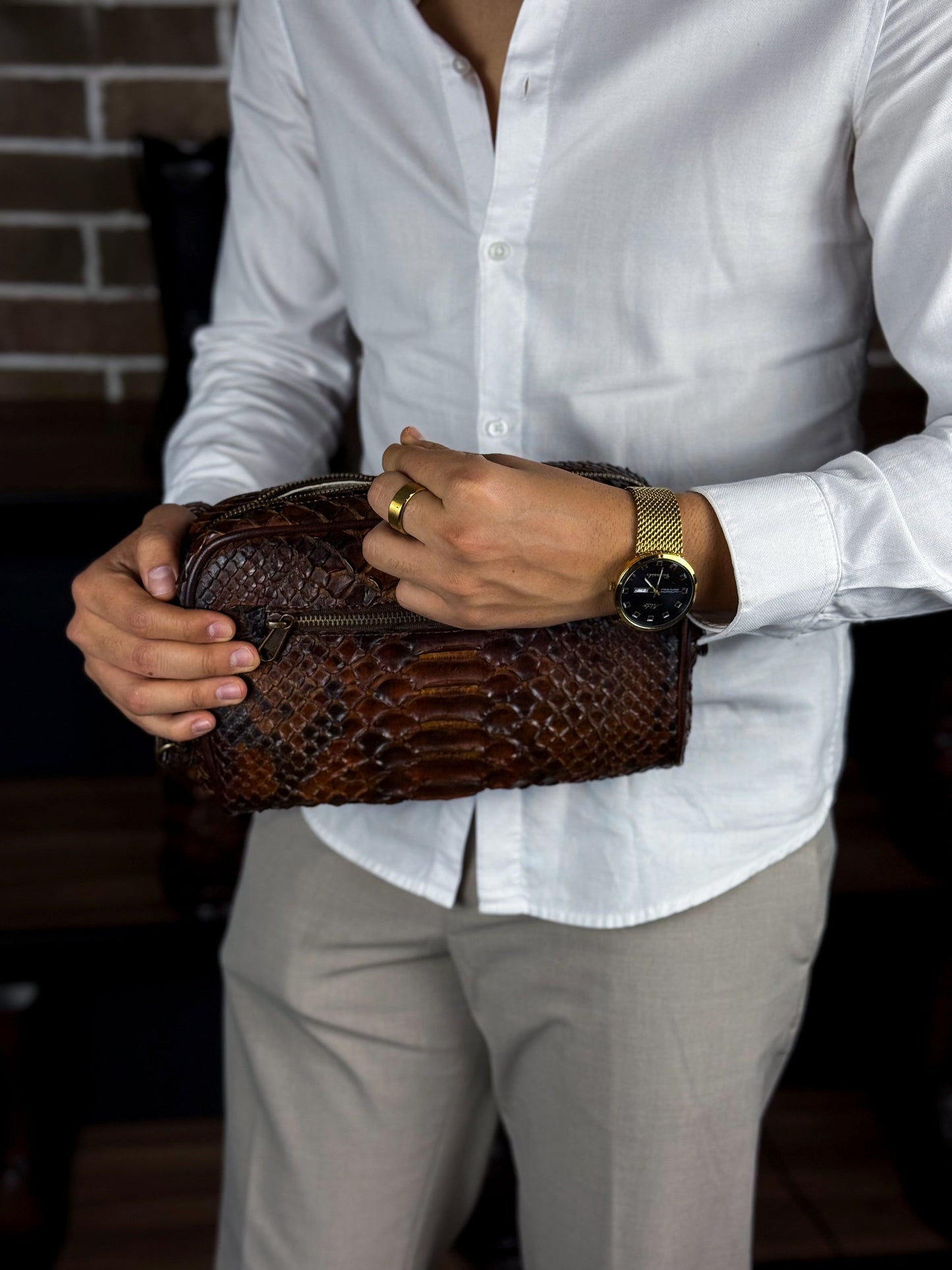 BROWN PYTHON BANDOLERA