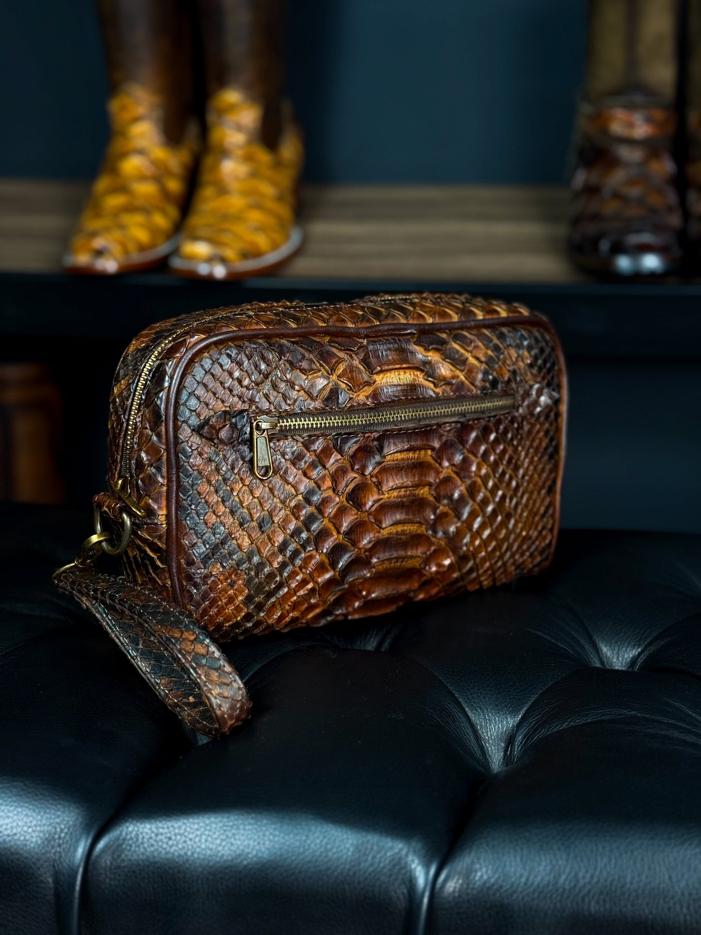 BROWN PYTHON BANDOLERA