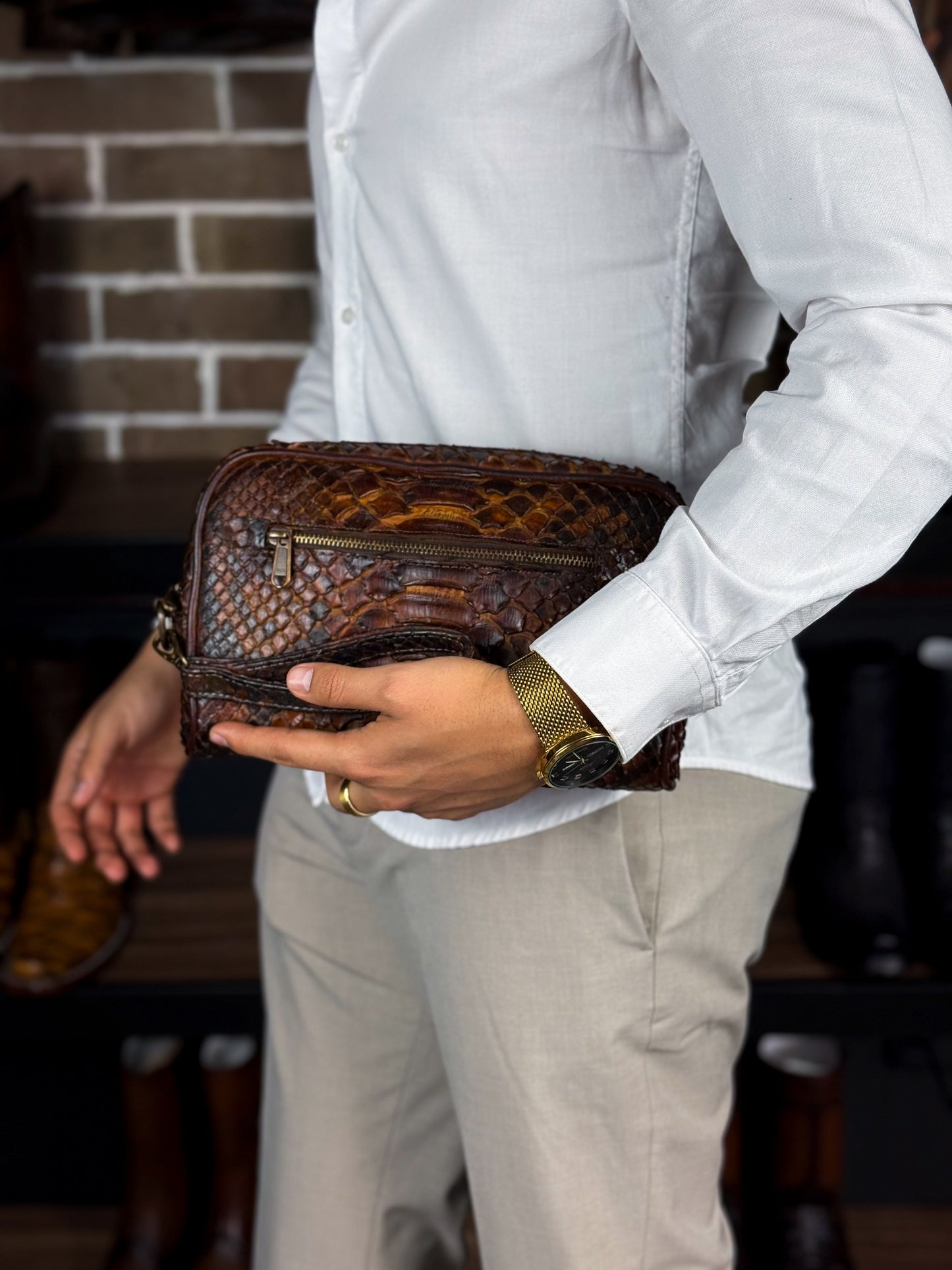 BROWN PYTHON BANDOLERA