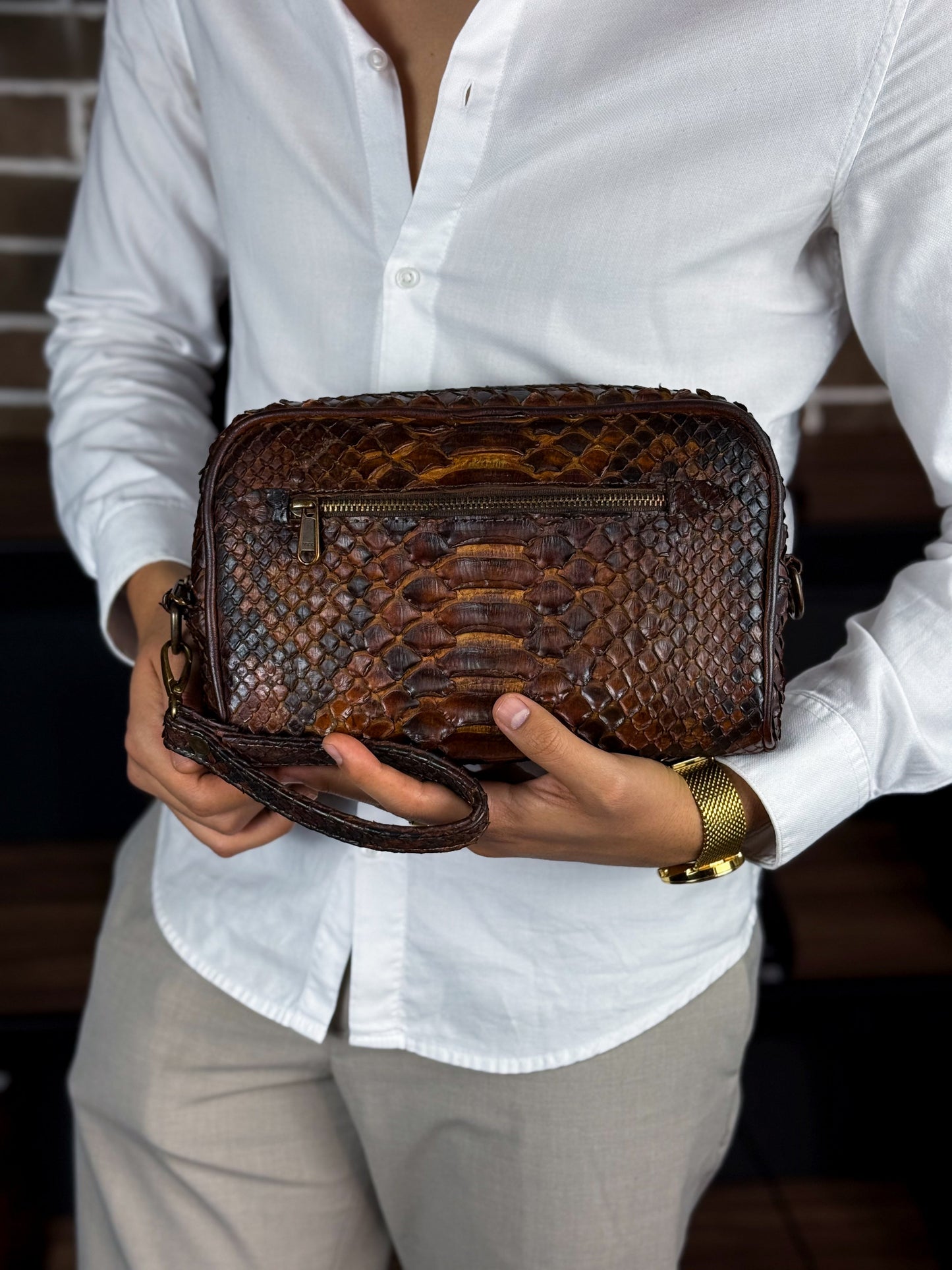 BROWN PYTHON BANDOLERA