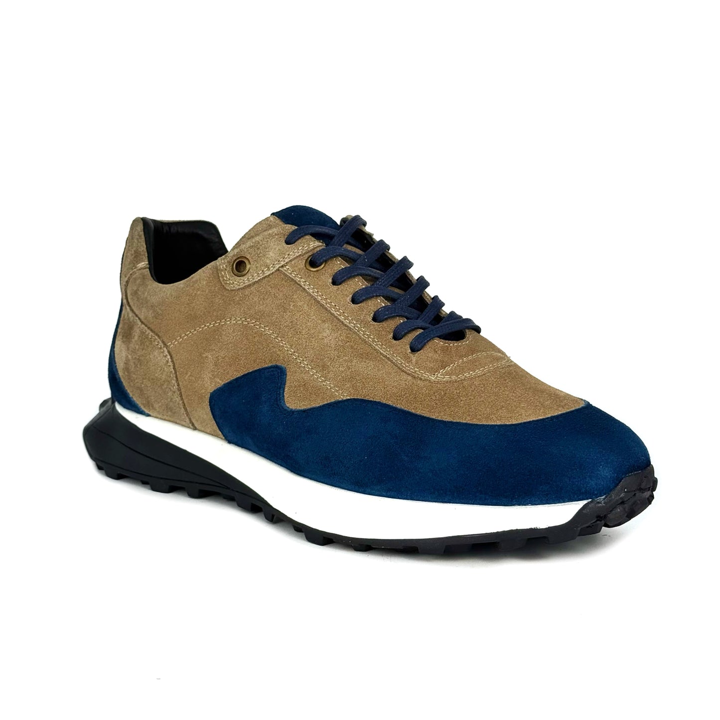 BEIGE & BLUE SUEDE SNEAKER