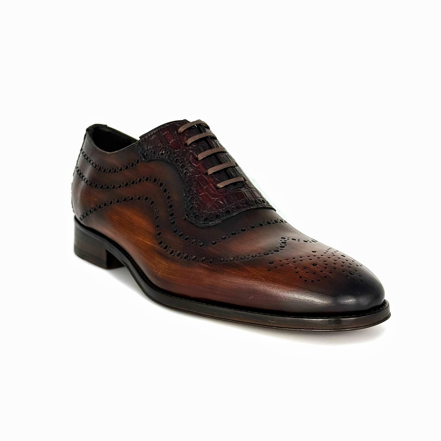 BROWN LEATHER & CROCO THOMAS