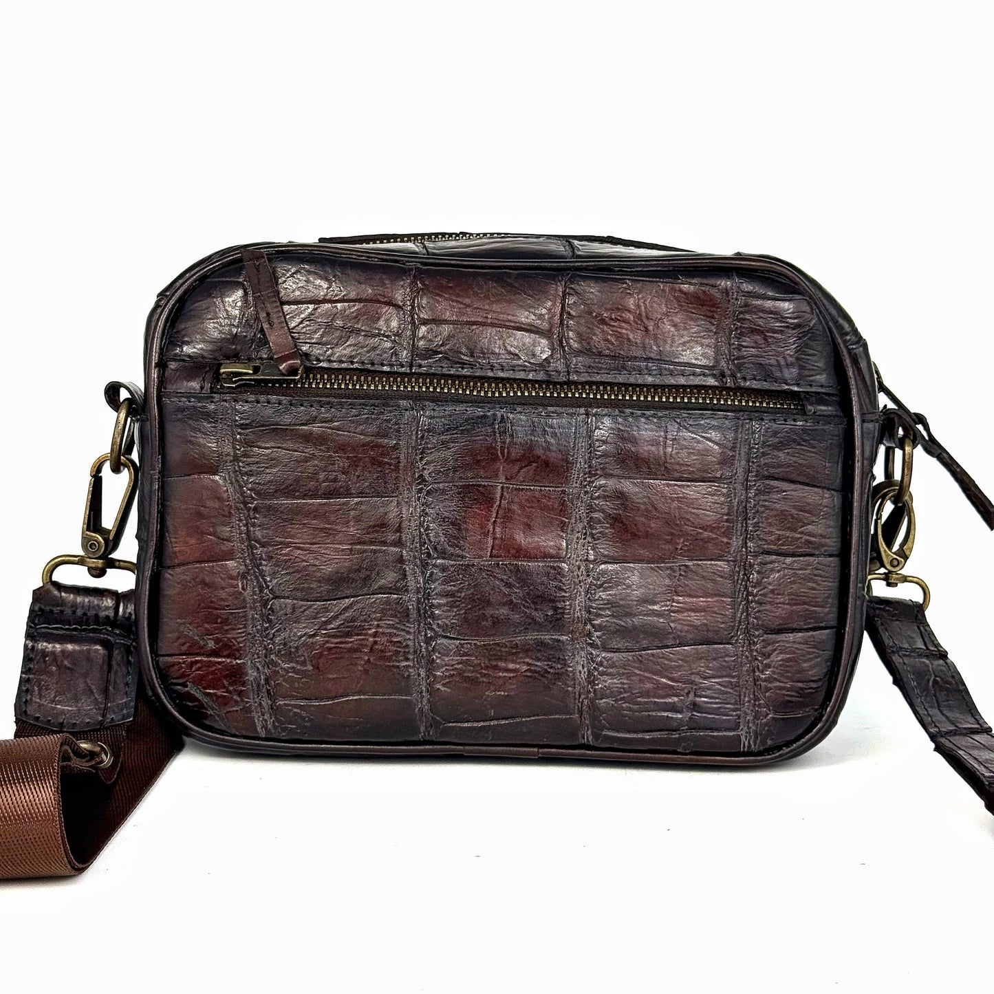 BANDOLERA VINO COCODRILO ALLIGATOR TWO BAG