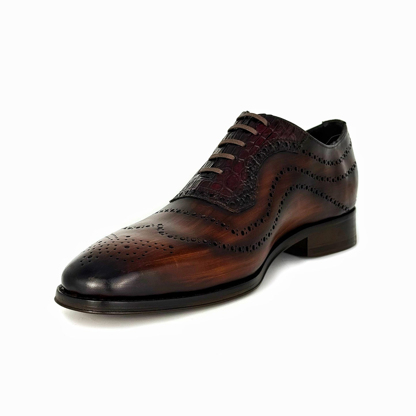 BROWN LEATHER & CROCO THOMAS