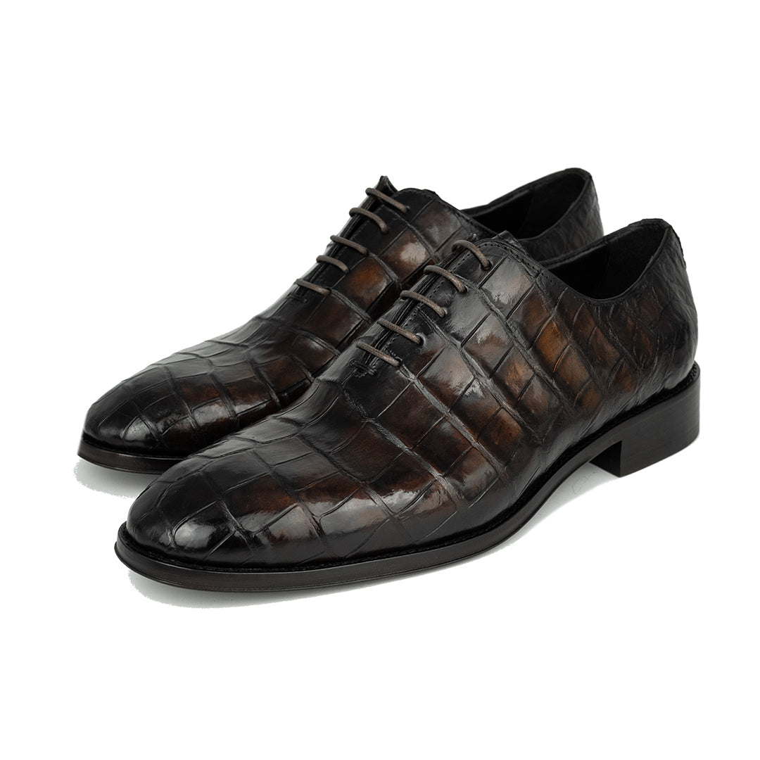 BROWN WHOLECUT CROCO HUGO