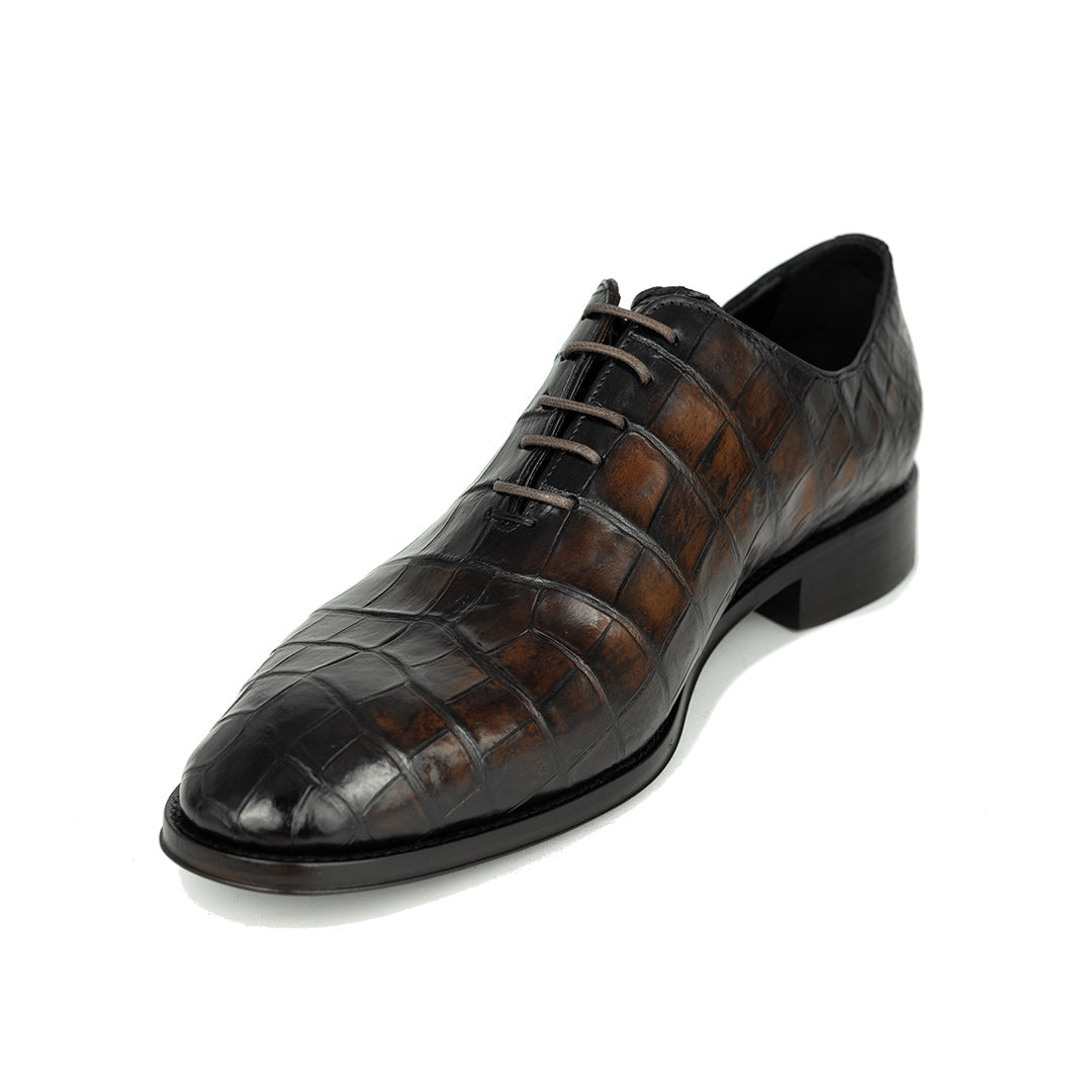BROWN WHOLECUT CROCO HUGO