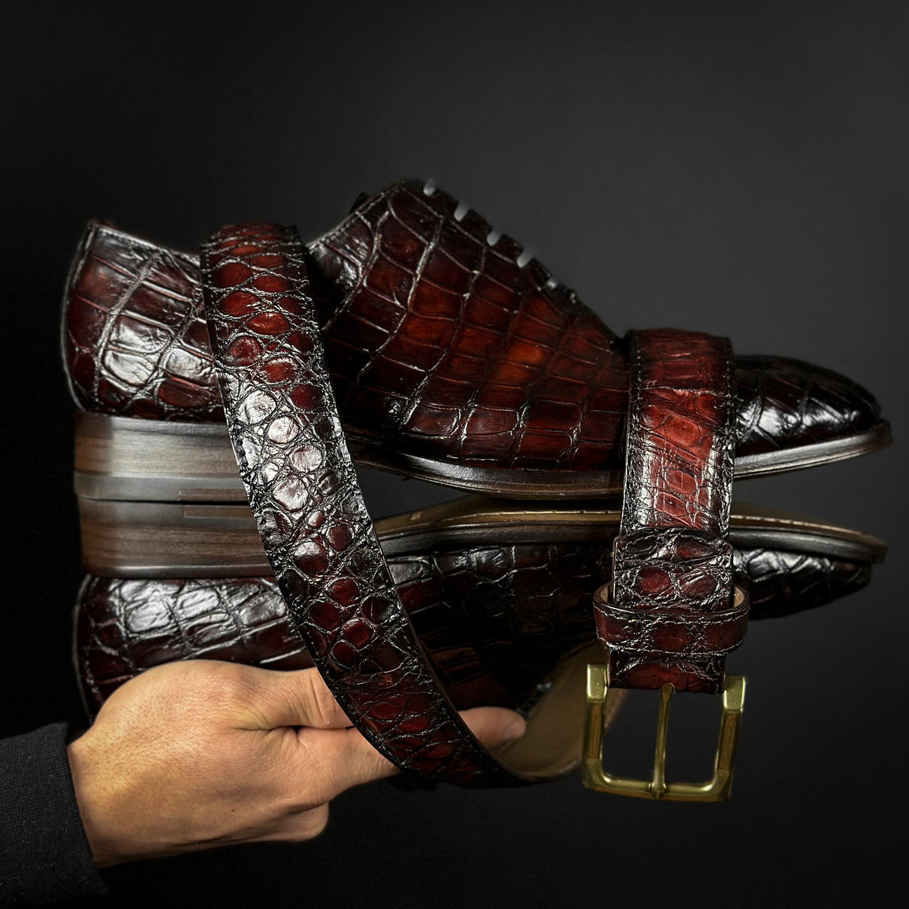WINE CROCO BELT