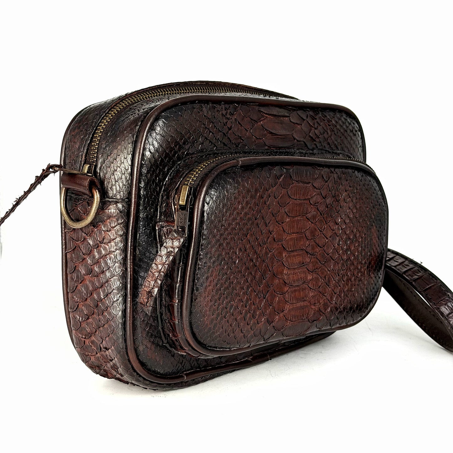 BANDOLERA TWO BAG PITON BROWN