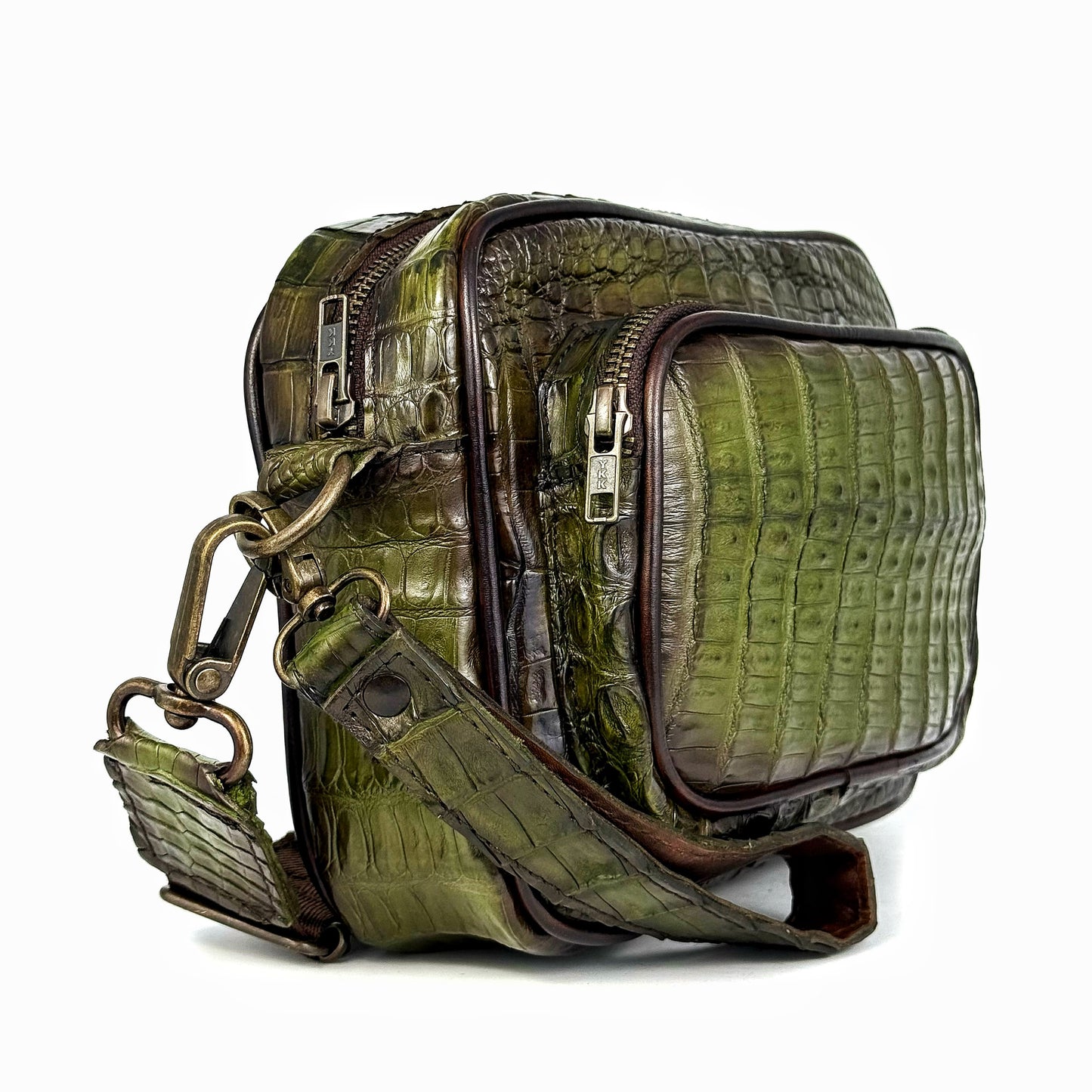 GREEN CROCO TWO BAG BANDOLERA