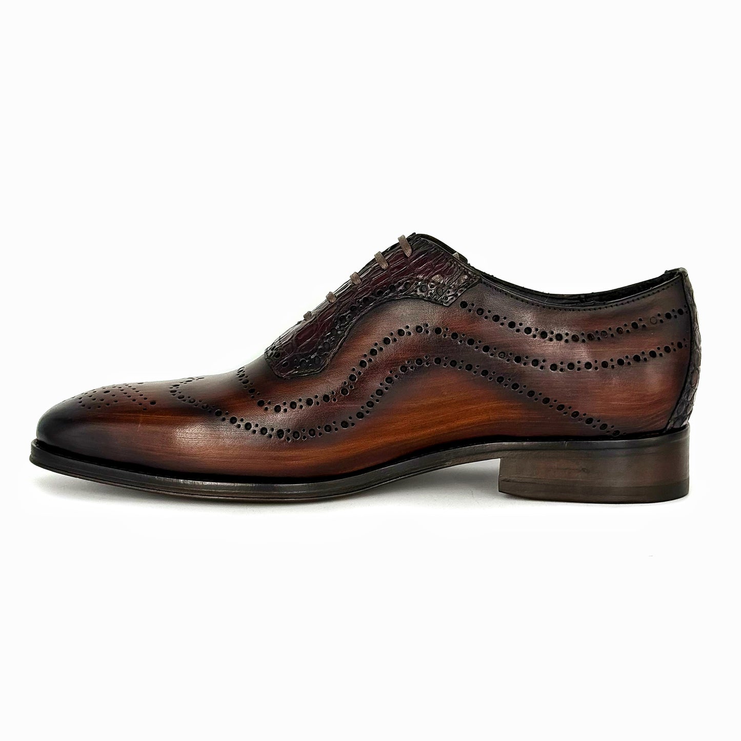 BROWN LEATHER & CROCO THOMAS