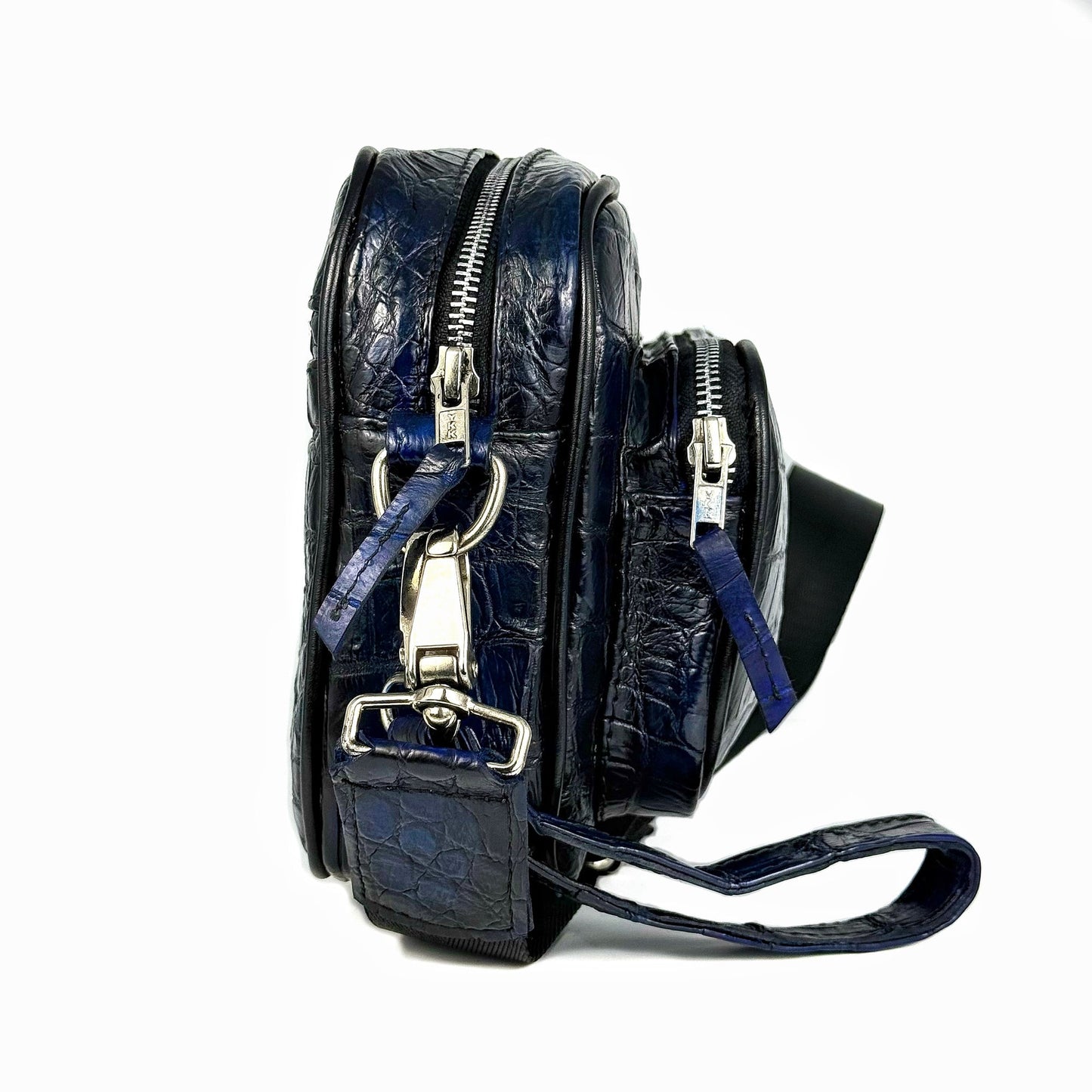 BANDOLERA BLUE COCODRILO TWO BAG