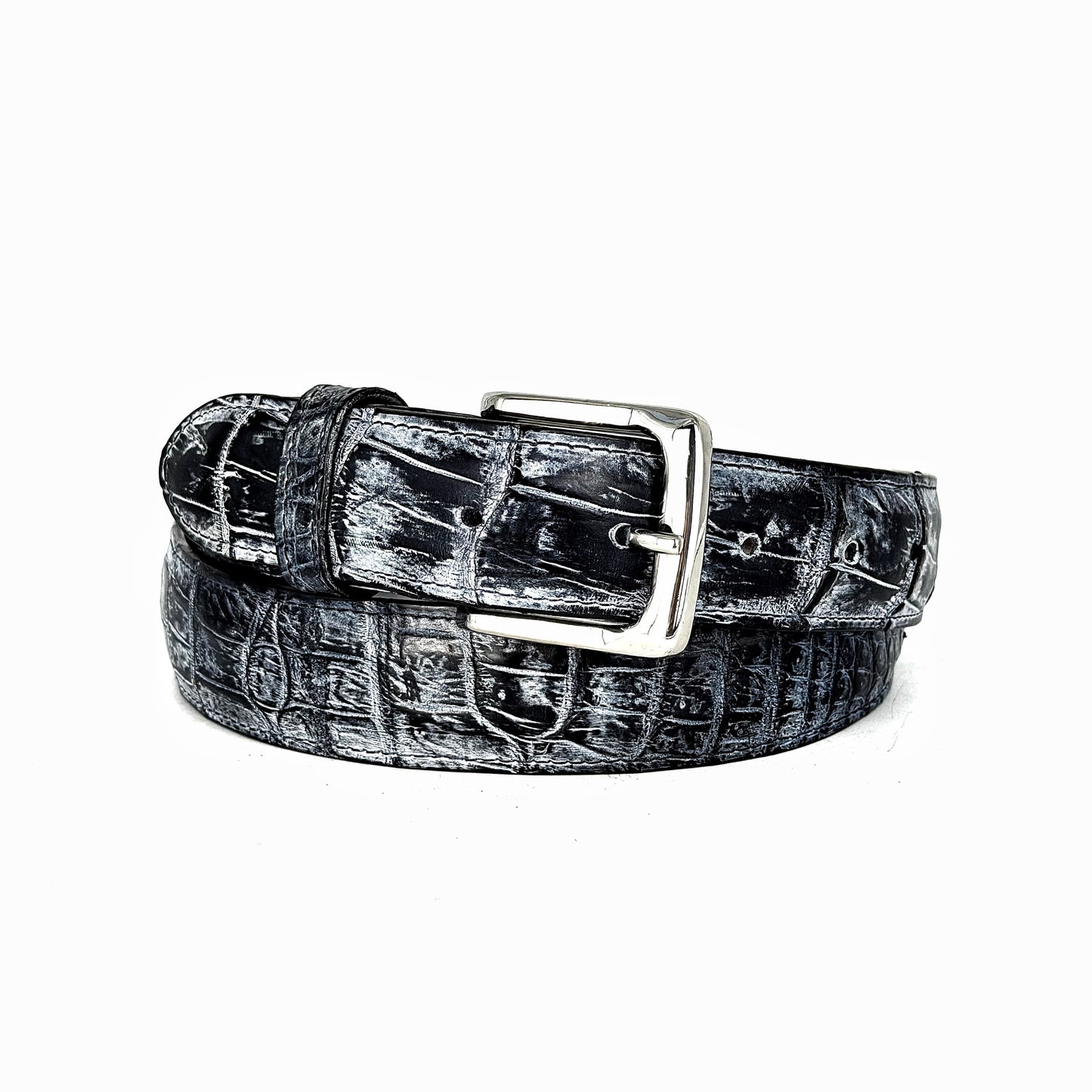 GREY BLACK CROCO BELT