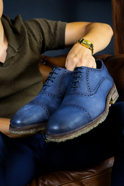 BLUE NOBUCK FLOATER CARTER W/DOBLE SUELA CREPÉ