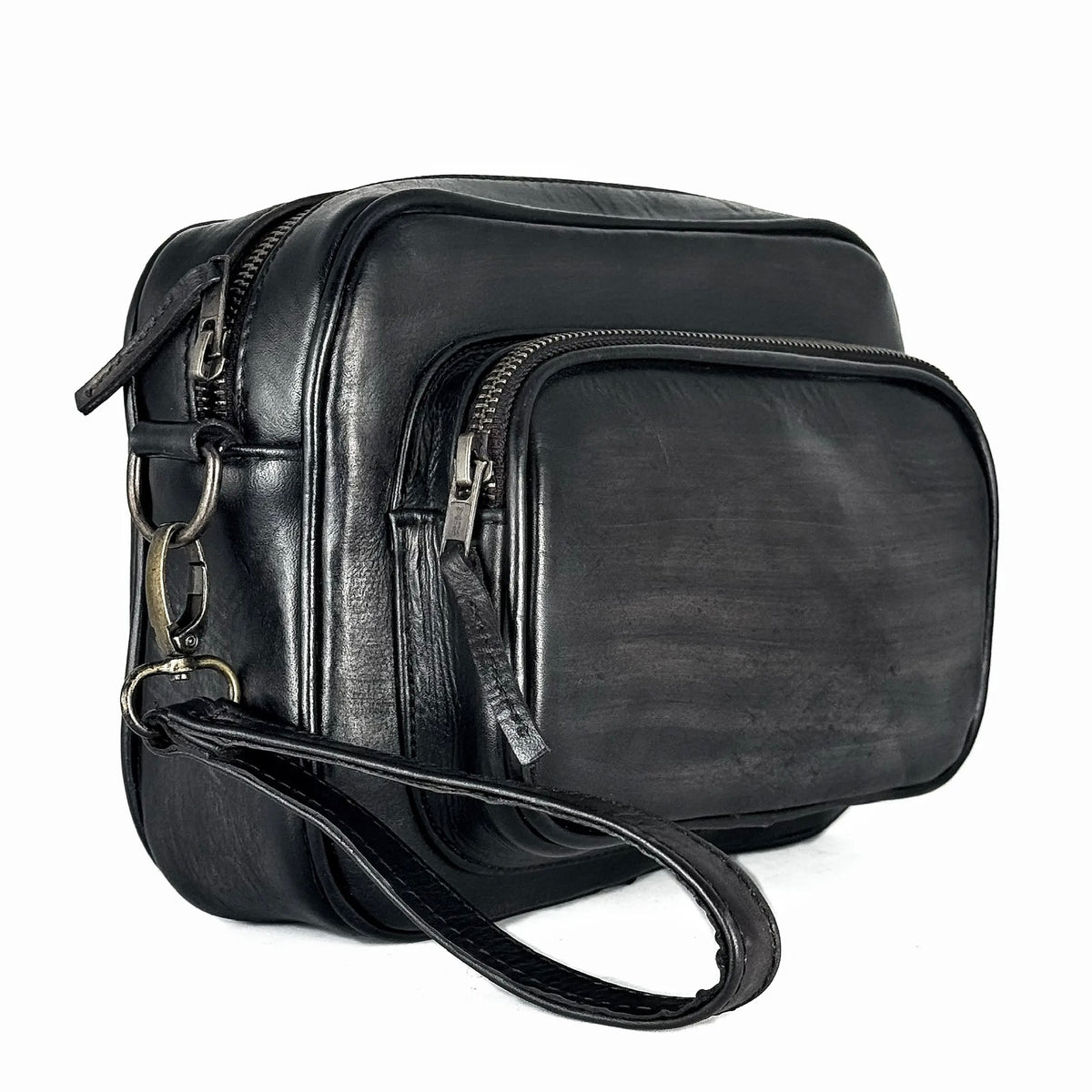 BANDOLERA DOS BOLSAS PIEL PATINA GREY