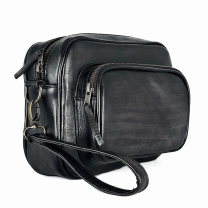 BANDOLERA DOS BOLSAS PIEL PATINA GREY