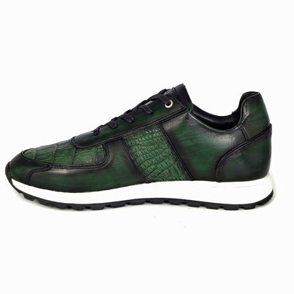 GREEN LEATHER & CROCO SNEAKER