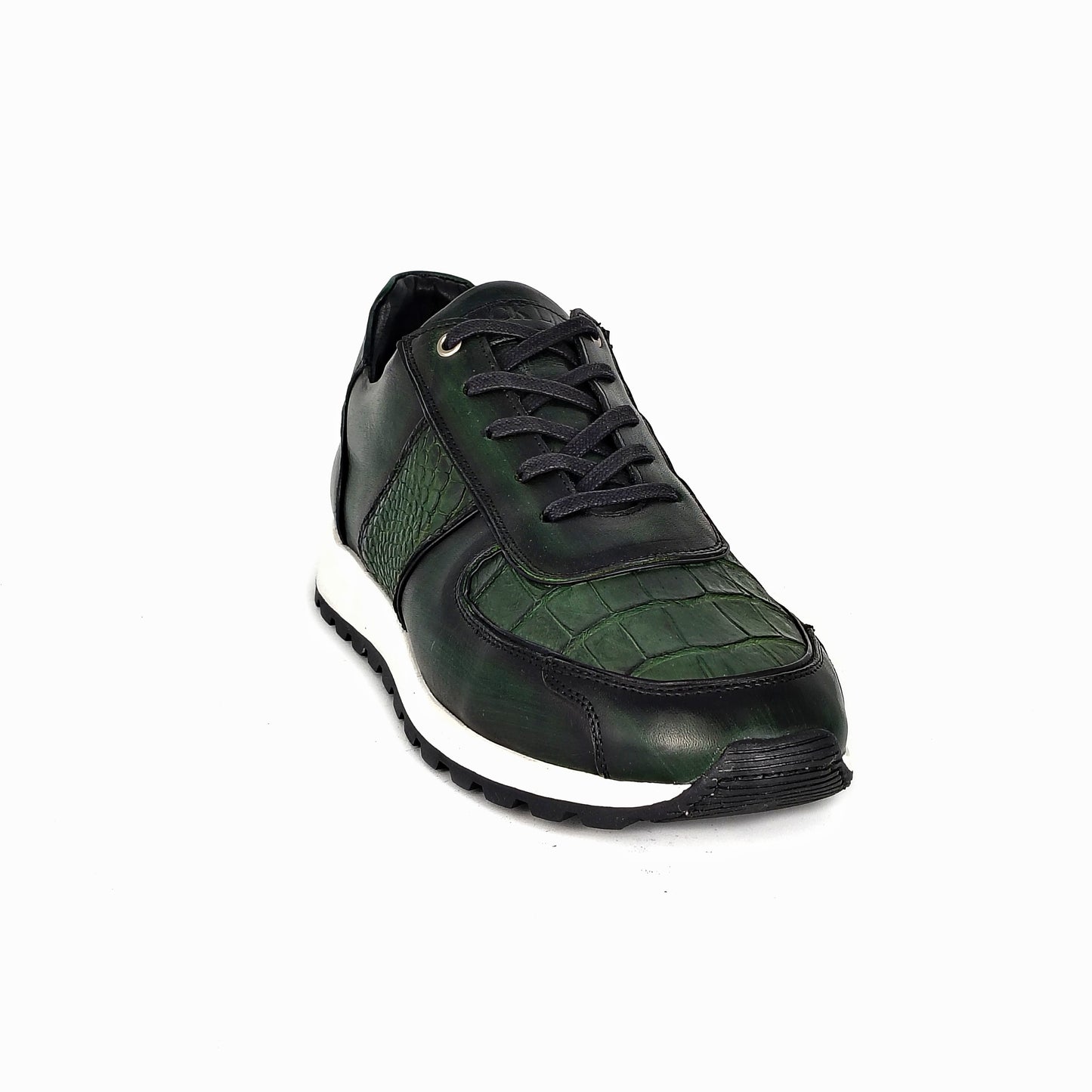 GREEN LEATHER & CROCO SNEAKER