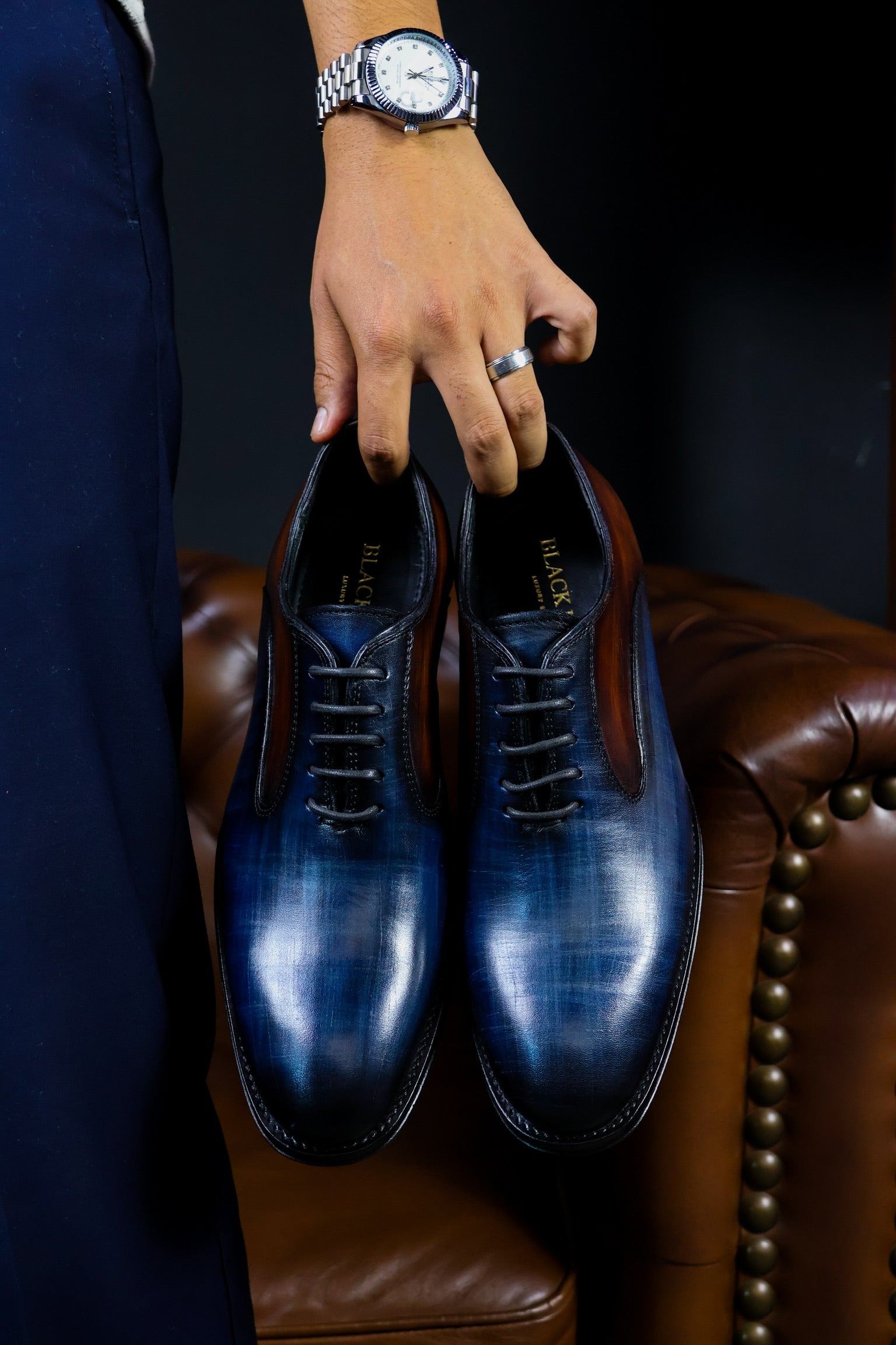 BLUE & BROWN LEATHER LIAM