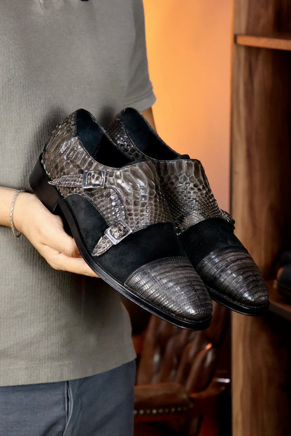 DANIEL GAMUZA LIZARD & PITON GREY BLACK