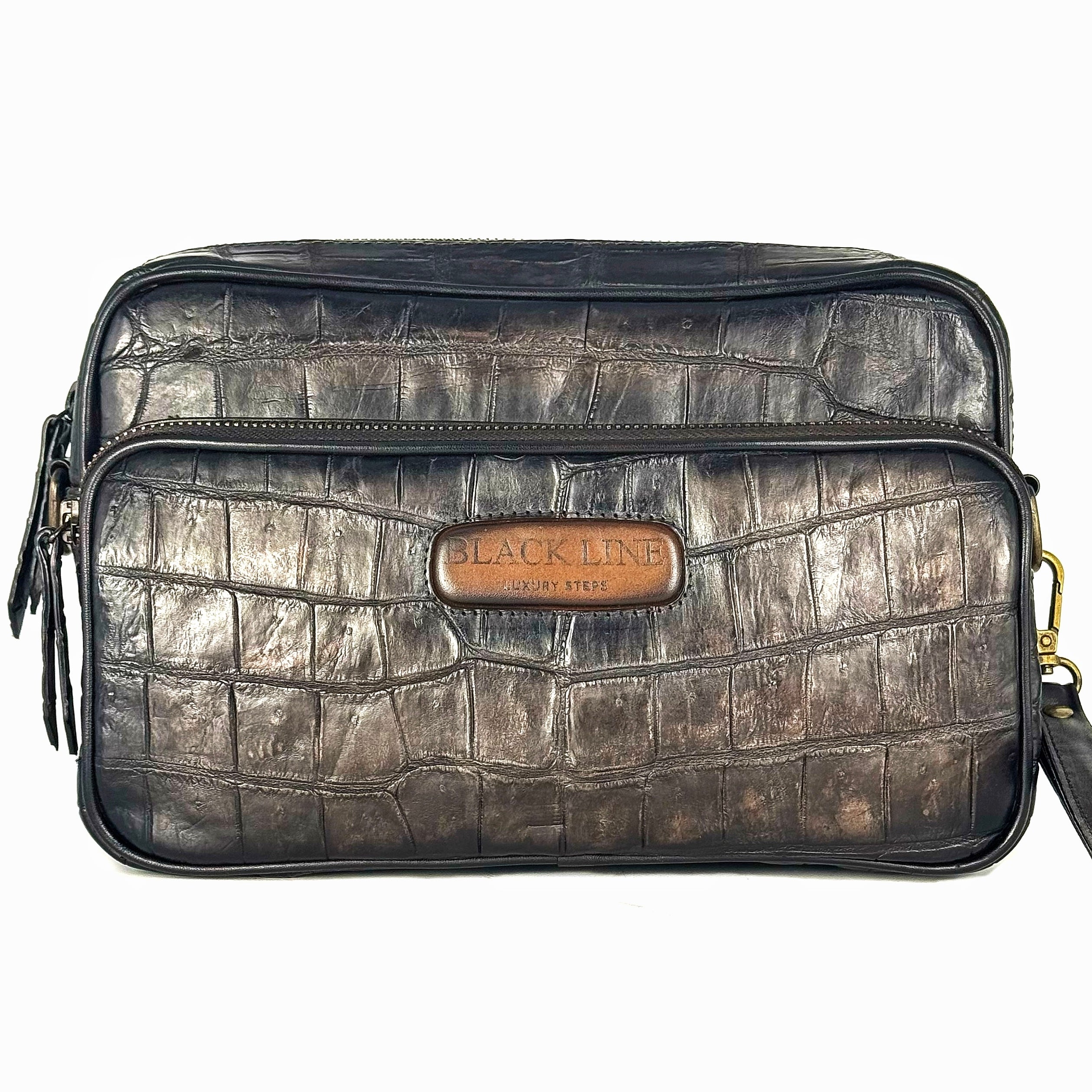 BANDOLERA TWO BAG COCODRILO GREY