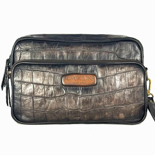 BANDOLERA TWO BAG COCODRILO GREY