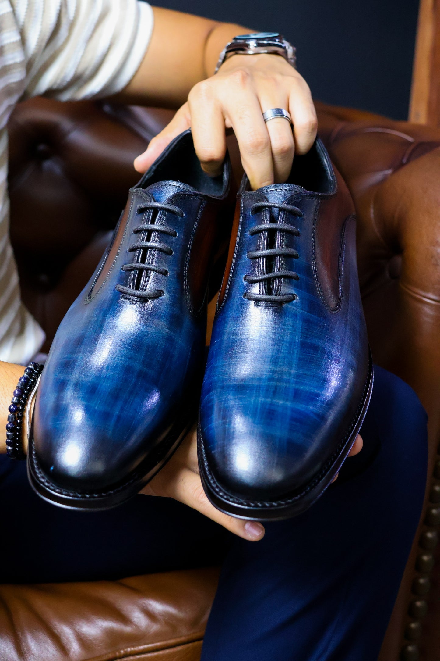 BLUE & BROWN LEATHER LIAM