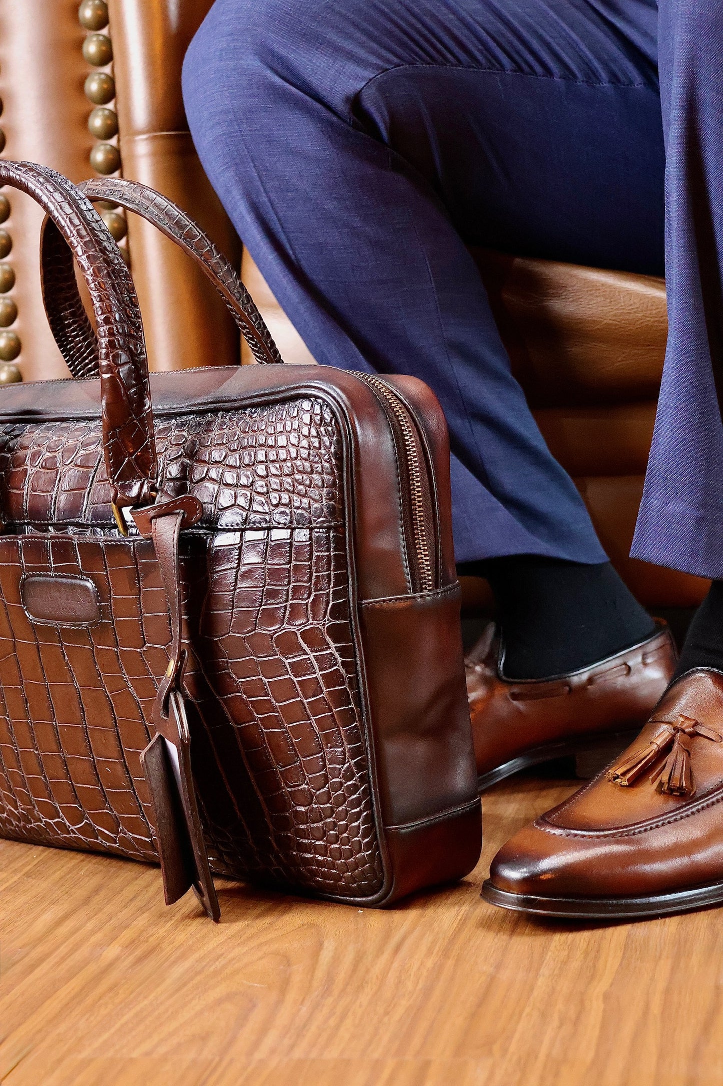 PORTAFOLIO COCODRILO ALLIGATOR BROWN