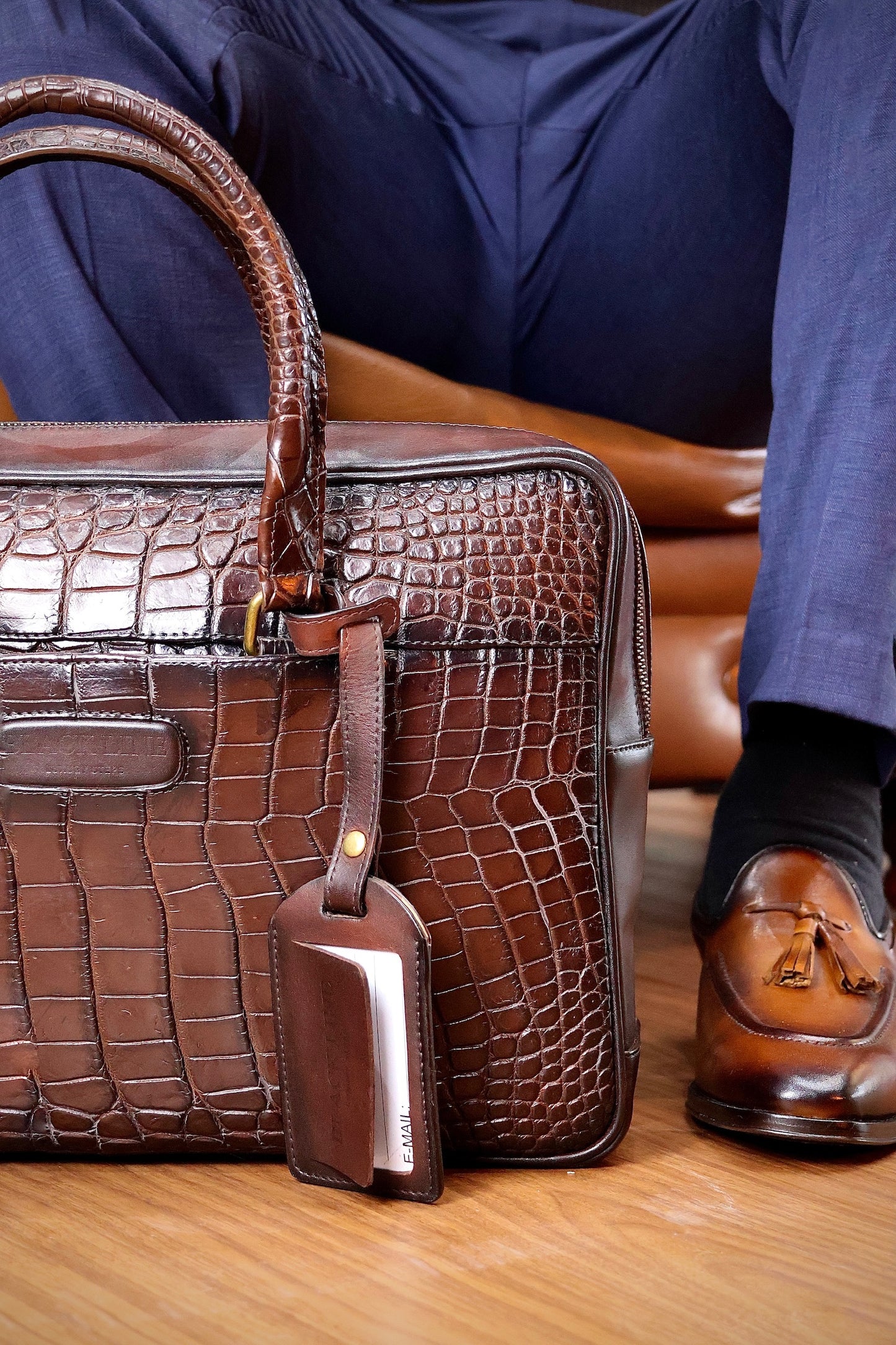 PORTAFOLIO COCODRILO ALLIGATOR BROWN