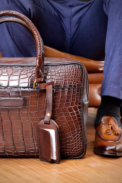 PORTAFOLIO COCODRILO ALLIGATOR BROWN