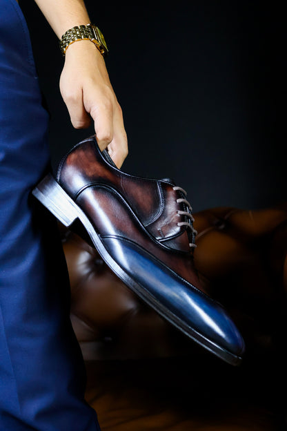 BROWN & BLUE LEATHER MICHAEL W/RIBETE