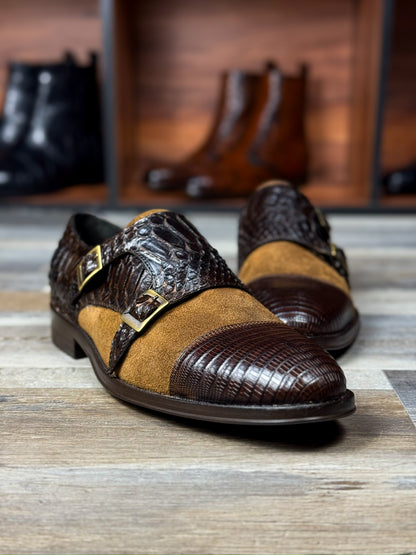 DANIEL Suede LIZARD &amp; PITON BROWN