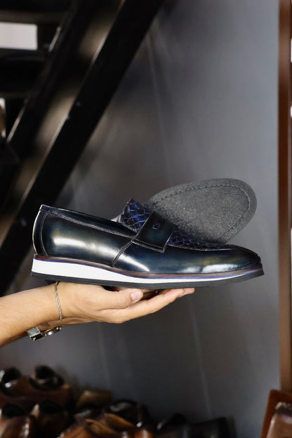 SNEAKER PIEL & PITON BLUE