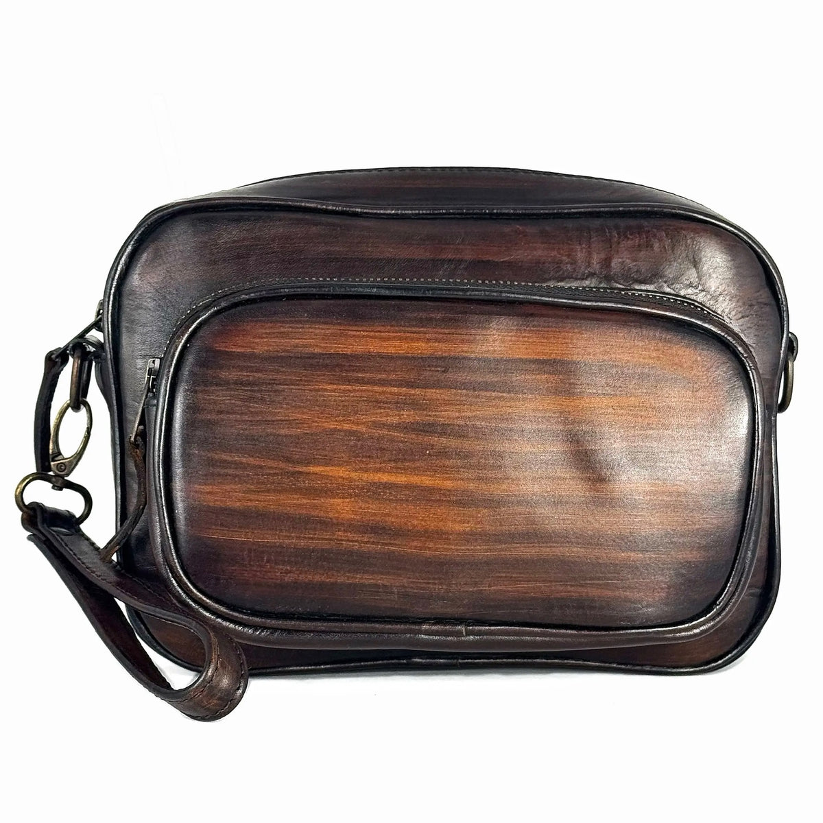 BANDOLERA DOS BOLSAS PIEL PATINA BROWN
