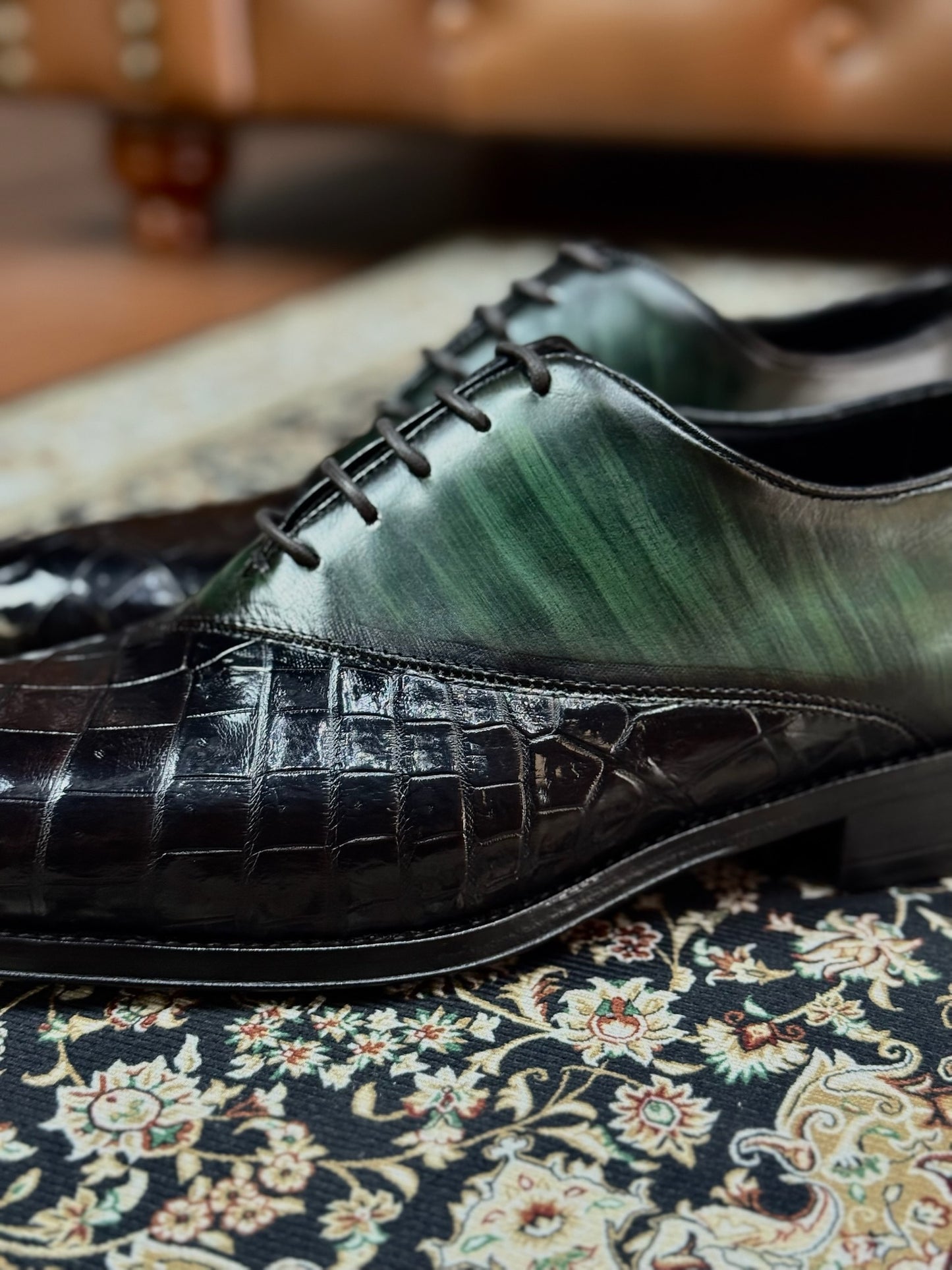 MARQUES COCODRILO PIEL PATINA GREEN & BROWN