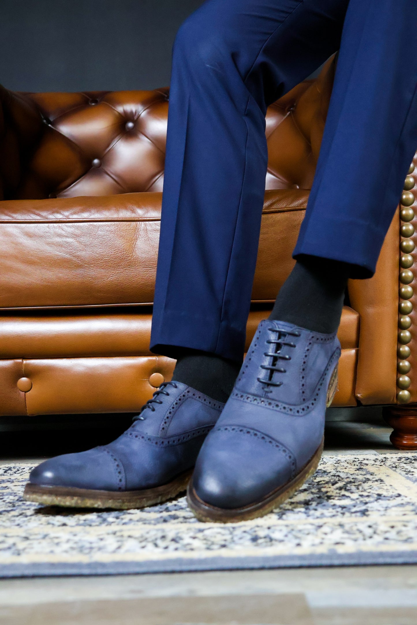 BLUE NOBUCK FLOATER CARTER W/DOBLE SUELA CREPÉ