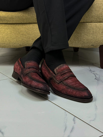 WINE NOBUCK CROCO DORIAN