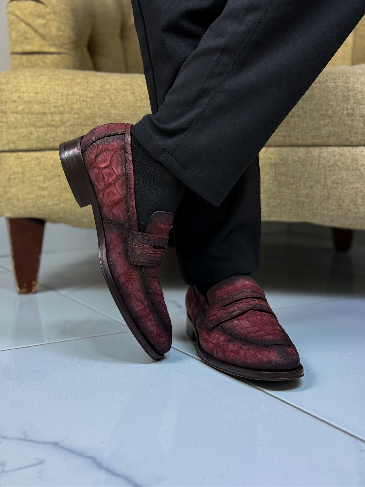 WINE NOBUCK CROCO DORIAN