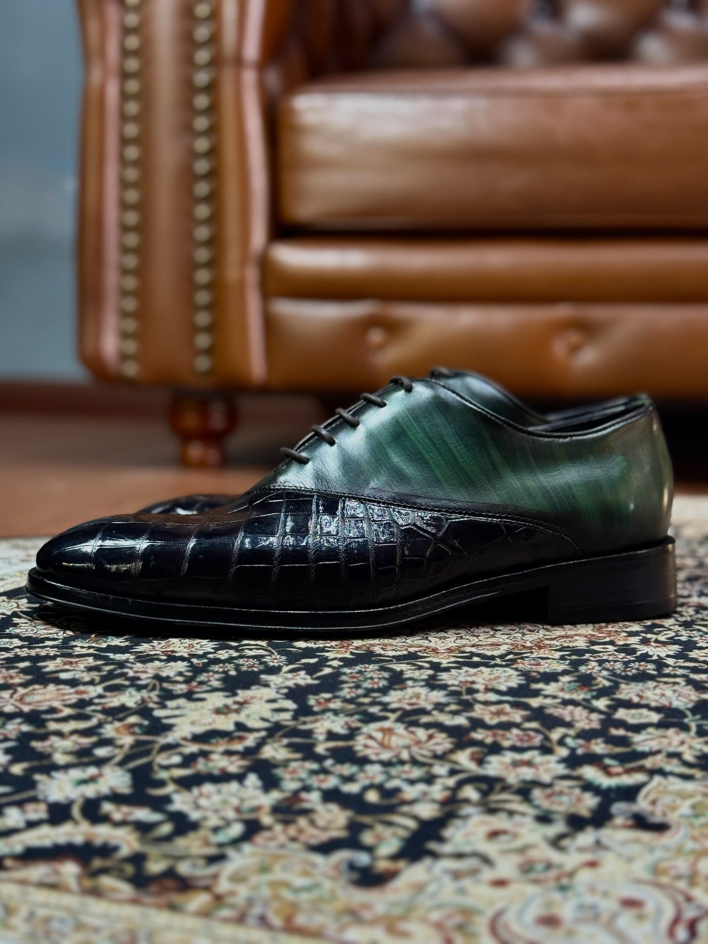 MARQUES COCODRILO PIEL PATINA GREEN & BROWN