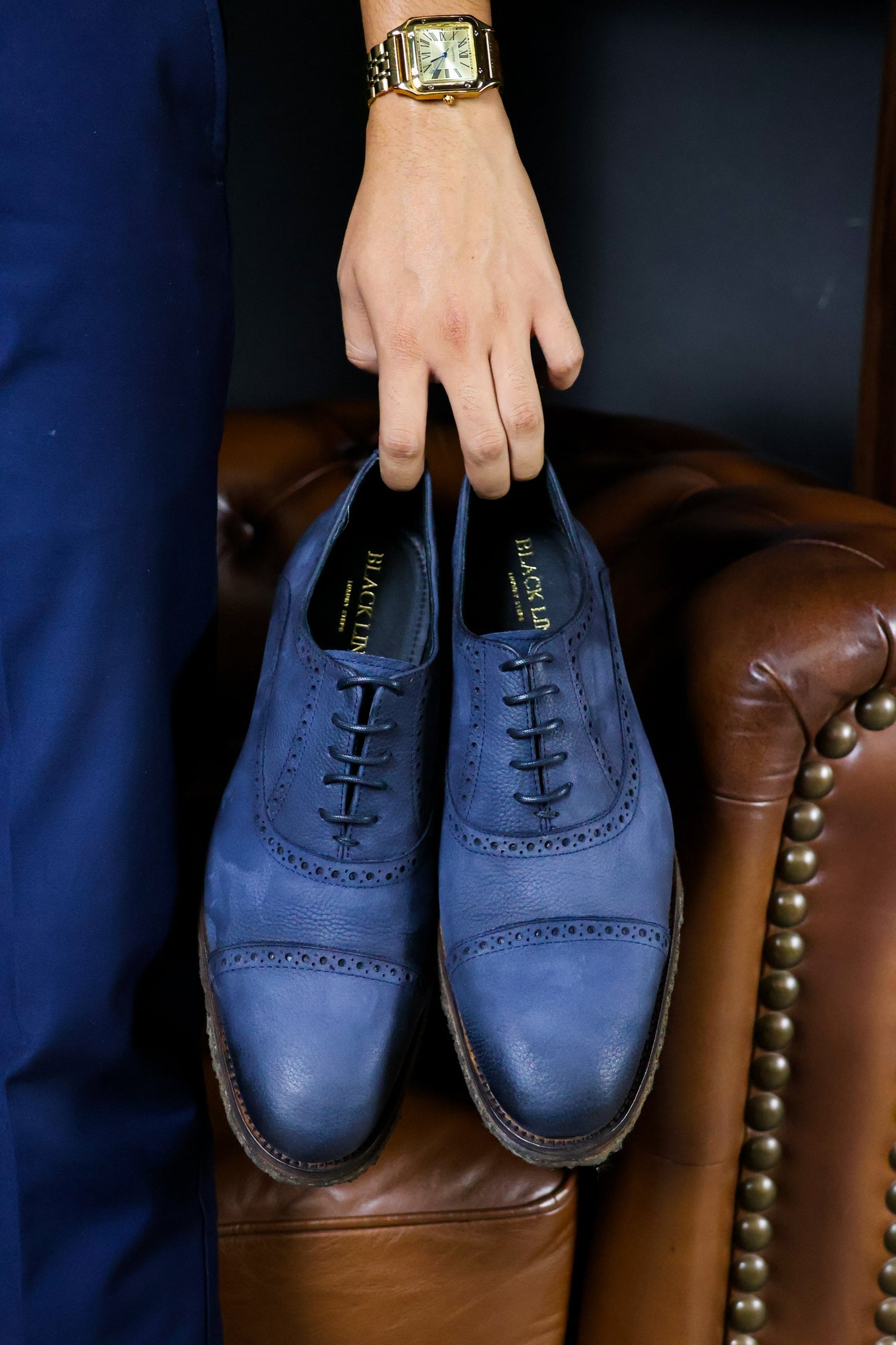 BLUE NOBUCK FLOATER CARTER W/DOBLE SUELA CREPÉ