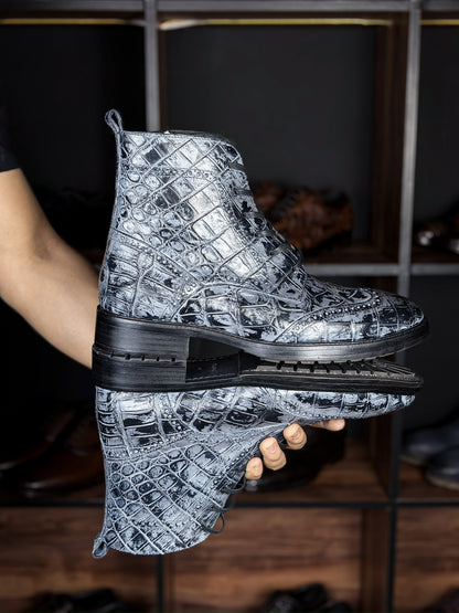 PETER BOOTS COCODRILO GREY BLACK