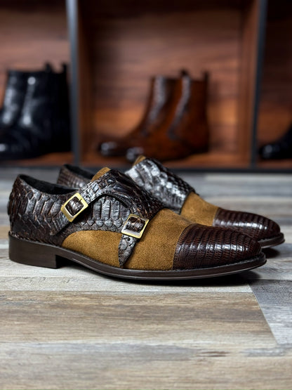 DANIEL Suede LIZARD &amp; PITON BROWN