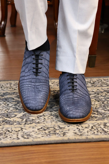 HUGO WHOLECUT ALLIGATOR NOBUCK BLUE