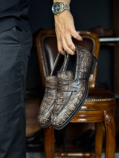 DORIAN CROCODILE BROWN NOBUCK 