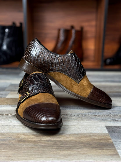 DANIEL Suede LIZARD &amp; PITON BROWN