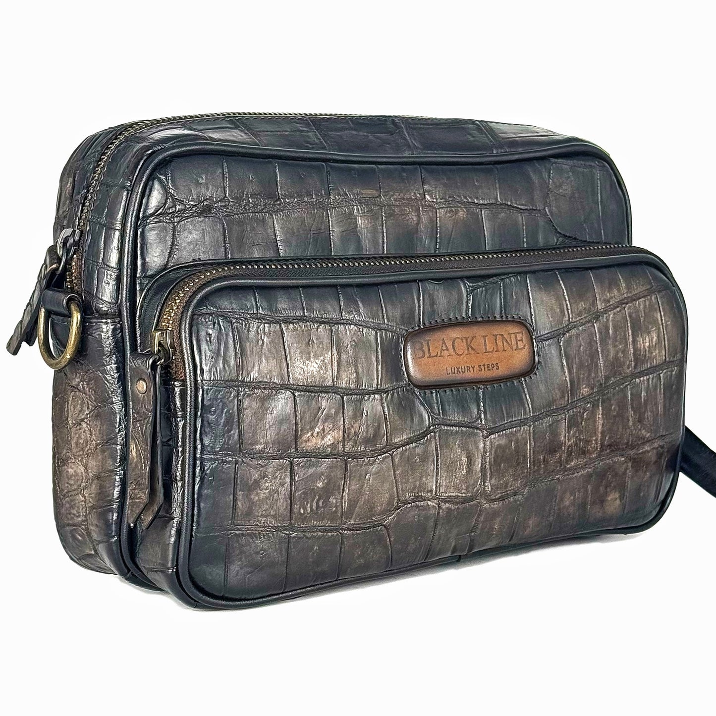 BANDOLERA TWO BAG COCODRILO GREY